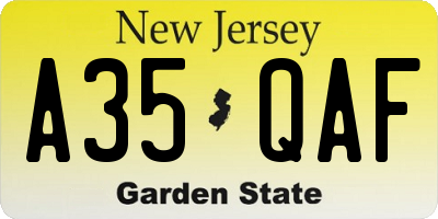 NJ license plate A35QAF