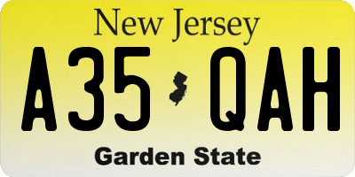 NJ license plate A35QAH