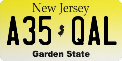 NJ license plate A35QAL