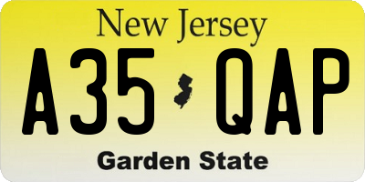 NJ license plate A35QAP