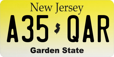 NJ license plate A35QAR