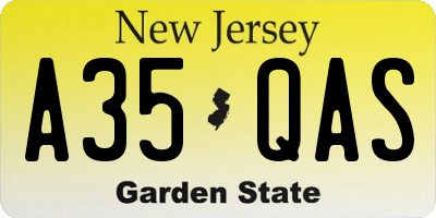NJ license plate A35QAS