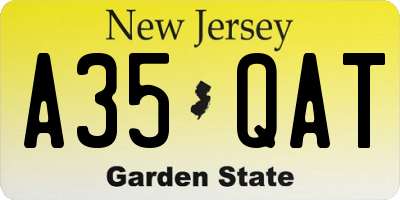 NJ license plate A35QAT