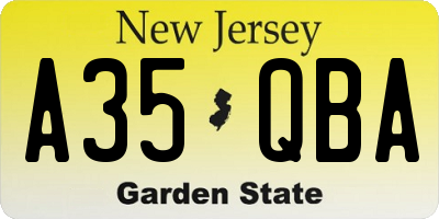 NJ license plate A35QBA