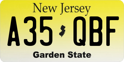 NJ license plate A35QBF