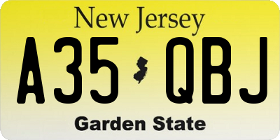 NJ license plate A35QBJ