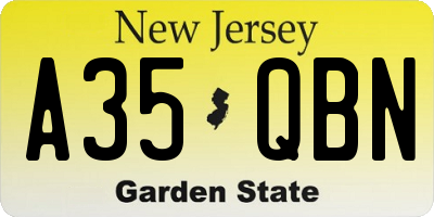 NJ license plate A35QBN