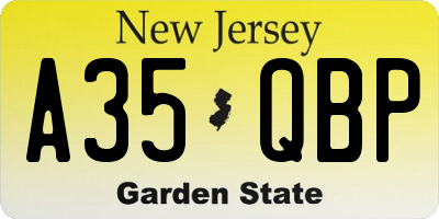 NJ license plate A35QBP