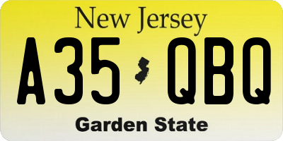 NJ license plate A35QBQ