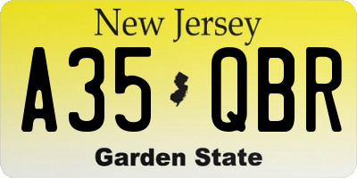 NJ license plate A35QBR