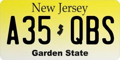 NJ license plate A35QBS