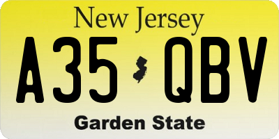 NJ license plate A35QBV