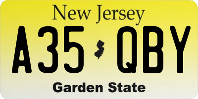 NJ license plate A35QBY
