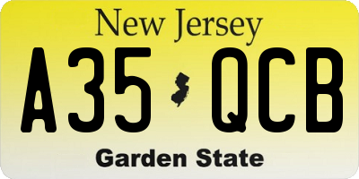 NJ license plate A35QCB