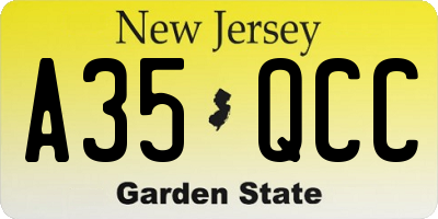 NJ license plate A35QCC