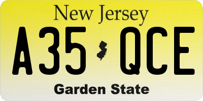 NJ license plate A35QCE