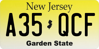 NJ license plate A35QCF