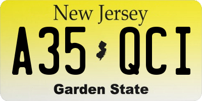 NJ license plate A35QCI