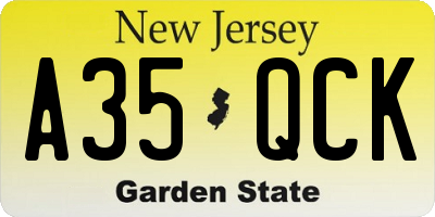 NJ license plate A35QCK
