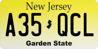 NJ license plate A35QCL