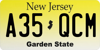 NJ license plate A35QCM