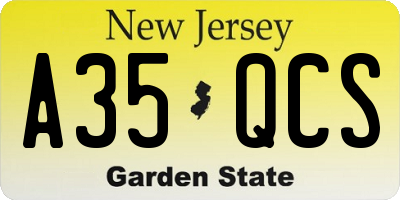 NJ license plate A35QCS