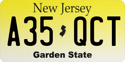NJ license plate A35QCT