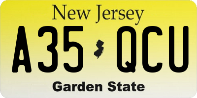 NJ license plate A35QCU