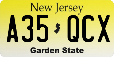 NJ license plate A35QCX