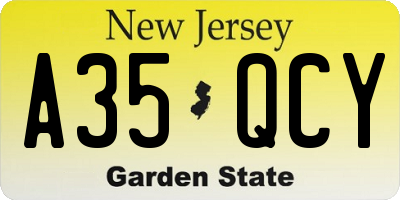 NJ license plate A35QCY