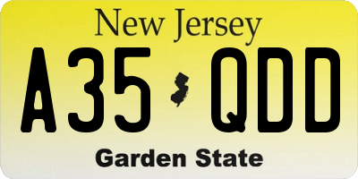 NJ license plate A35QDD