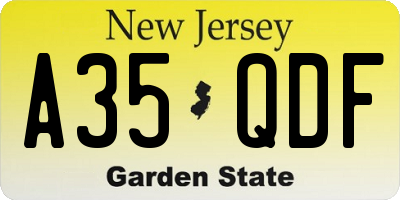 NJ license plate A35QDF