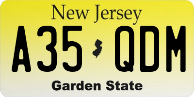 NJ license plate A35QDM