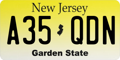 NJ license plate A35QDN