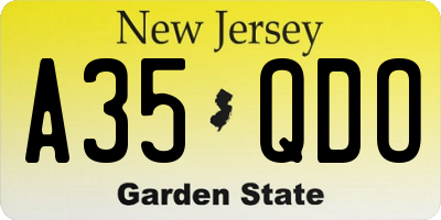 NJ license plate A35QDO