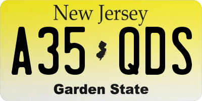 NJ license plate A35QDS