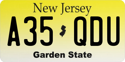 NJ license plate A35QDU