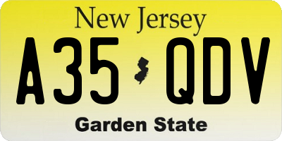 NJ license plate A35QDV