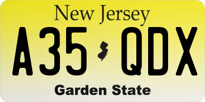NJ license plate A35QDX
