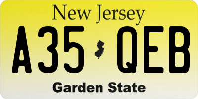 NJ license plate A35QEB