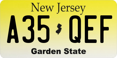 NJ license plate A35QEF