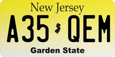 NJ license plate A35QEM