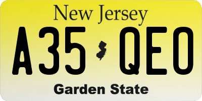 NJ license plate A35QEO