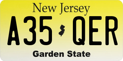 NJ license plate A35QER