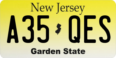 NJ license plate A35QES