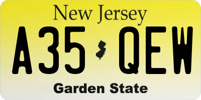 NJ license plate A35QEW