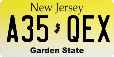 NJ license plate A35QEX