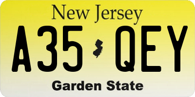 NJ license plate A35QEY