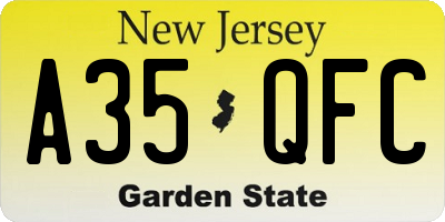 NJ license plate A35QFC