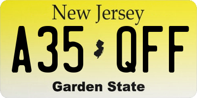 NJ license plate A35QFF